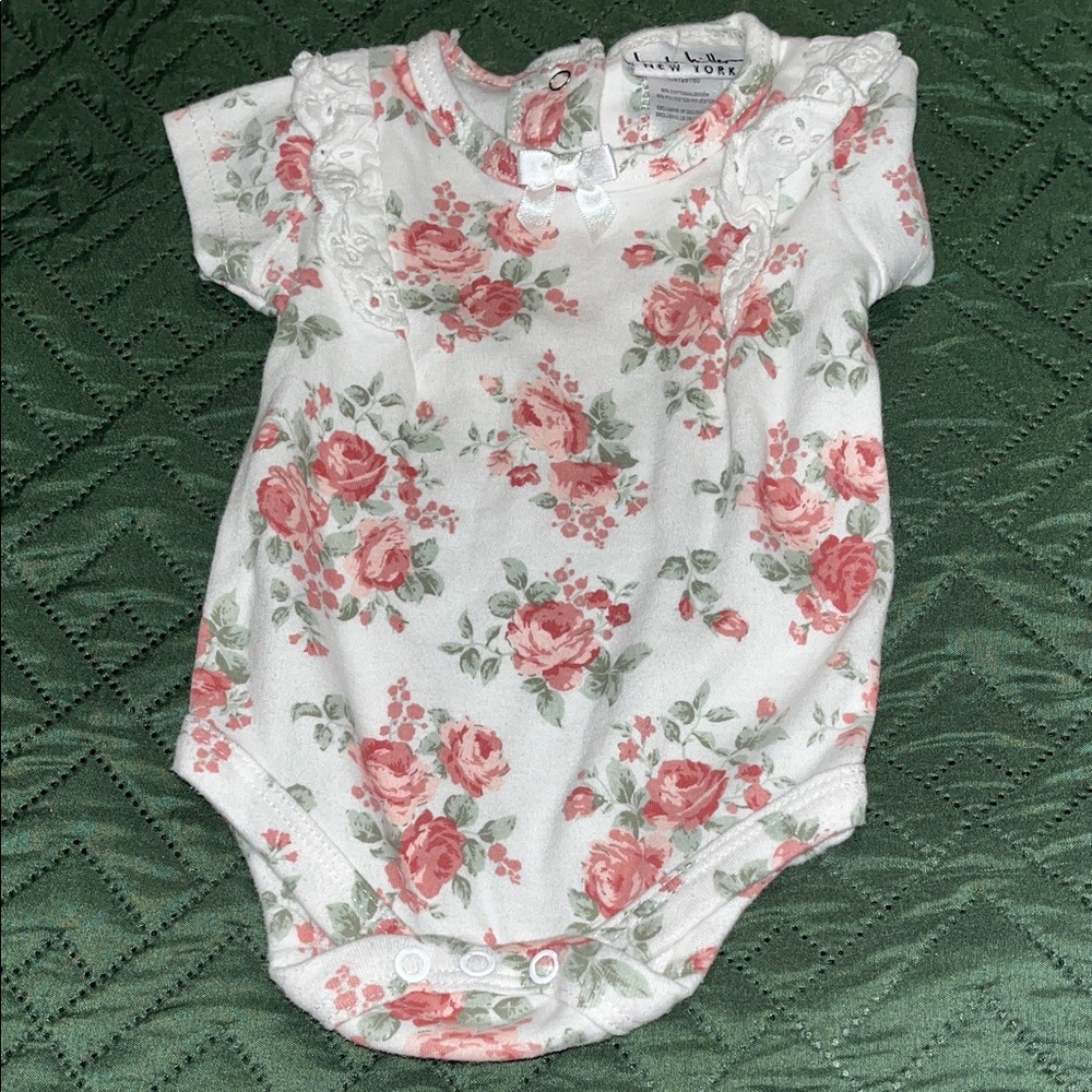 Nicole Miller White and Pink Floral Onesie